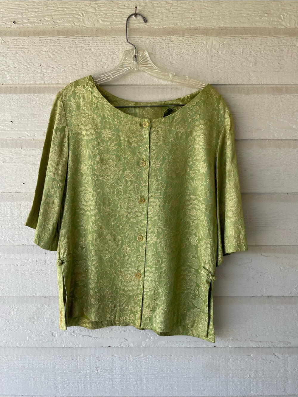 Vintage Kamehameha 2-Pc Green/Gold Floral Woven Blazer/Pant Set - Picture 2 of 13